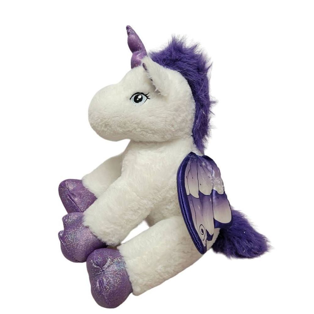 The Bear Factory Purple White Sparkles Unicorn Wings 2001 Soft Plush Animal